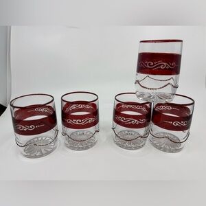 Antique Heisey EAPG Ruby Flash Headed Swag Spooners Set Of 5